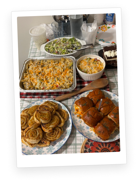 A home-cooked dinner spread